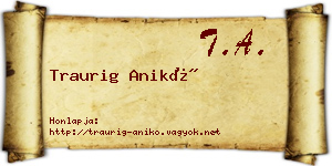 Traurig Anikó névjegykártya